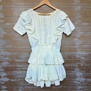 LoveShackFancy Natasha Tie Dye Ruffle Mini Dress Boho Preppy Spring Womens 00
